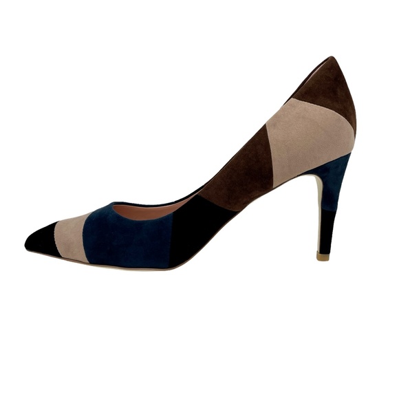 🆕 Billy Ella Patchwork Heel Size 10 Suede Leather Pointed Toe Colorblock Pump - Picture 6 of 13